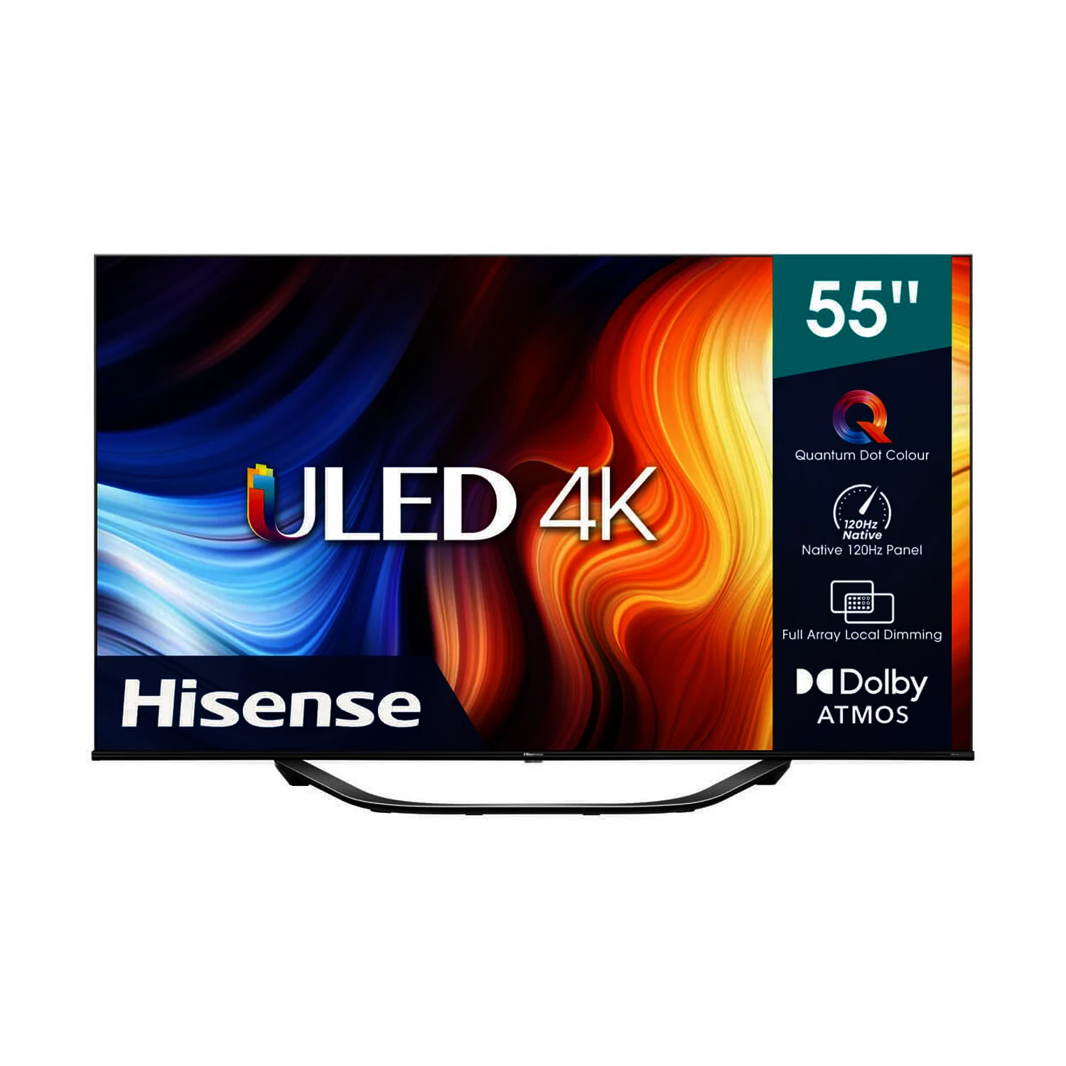 Hisense 55 Inches QLED 4K Smart TV With Quantum Dot Colour,BT,4HDMI,2USB,Free Wall Bracket,LAN/WiFi.